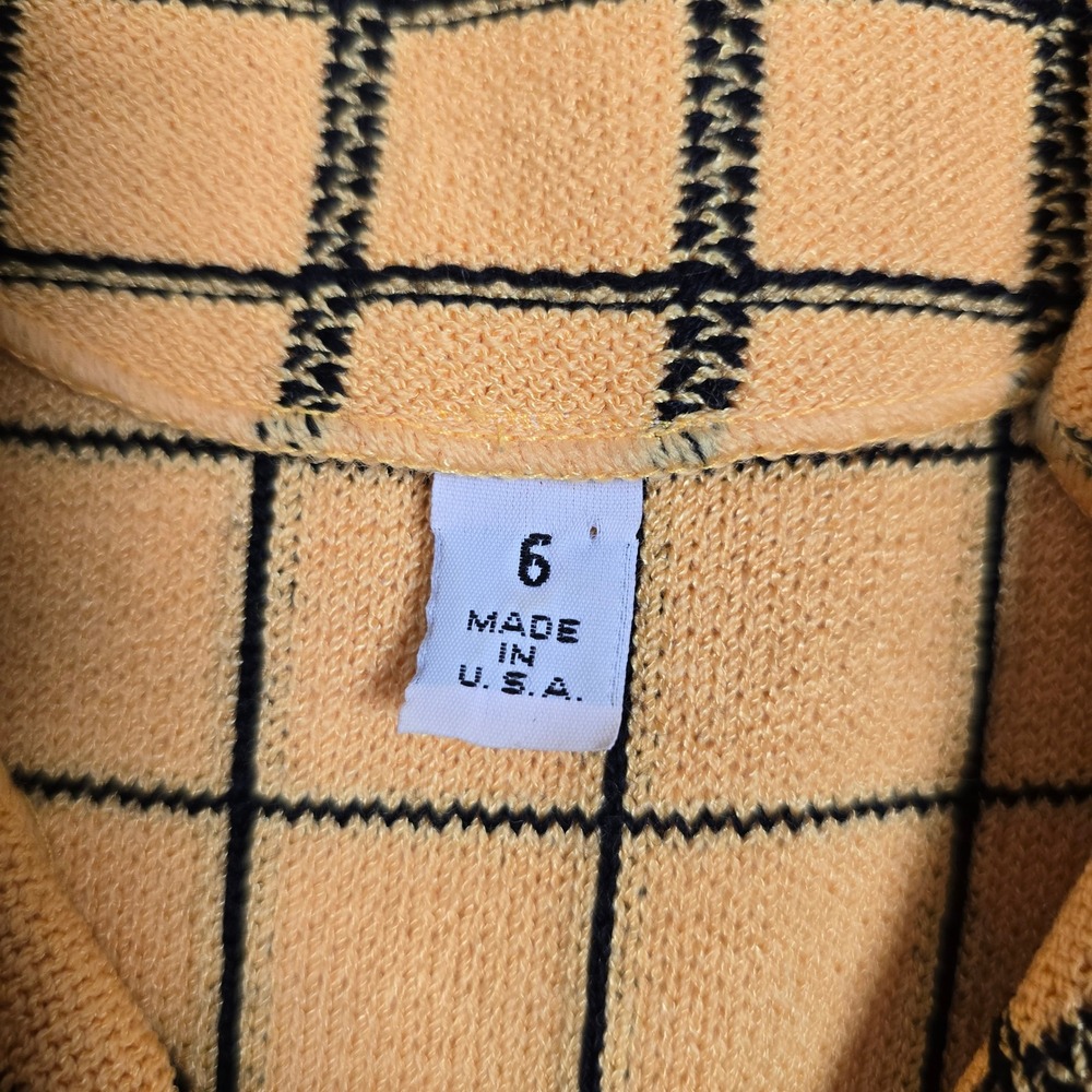 St. John by Marie Gray Vintage Santana Knit Yellow Black Plaid Jacket Sz 6 FLAWS - Picture 5 of 9